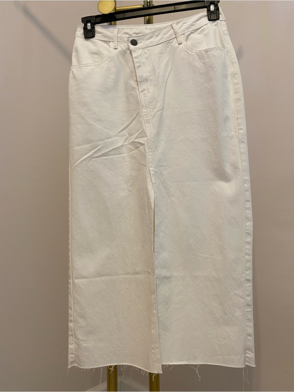 White Midi Denim Skirt
